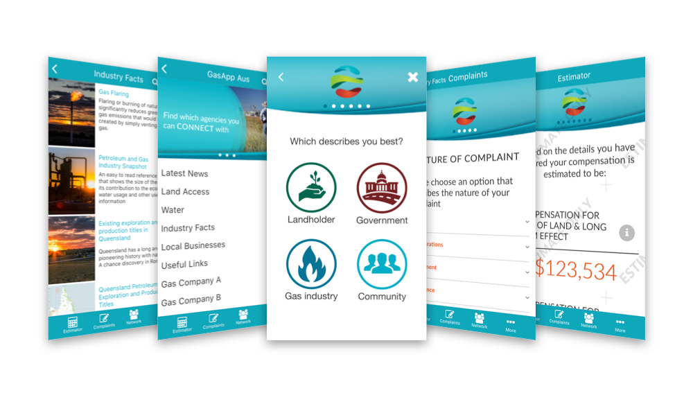 GasApp Aus - Mobile App Screens